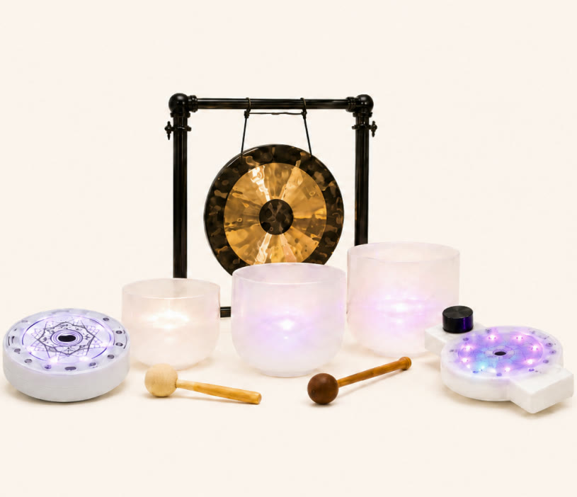 Gong, crystal bowls and Musical Mushroom units